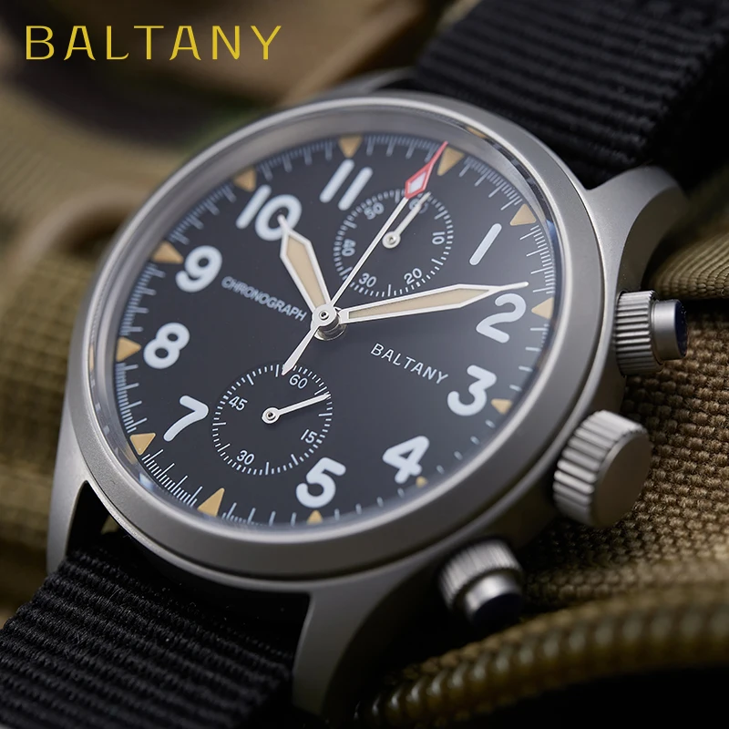 

Мужские часы Baltany с хронографом S5033 39 мм, военные кварцевые часы с сапфировым стеклом, 100 м, водонепроницаемые часы-пилот из нержавеющей стали для мужчин