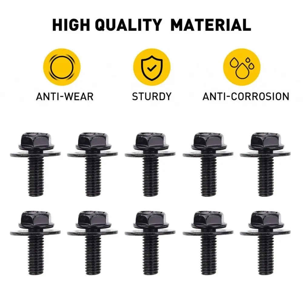 30pcs New Universal Car Body Bolts Clip 6MM Black Self-Tapping Screws U-Nut Clips Splash Shield Guard Fastener Rivet Screw