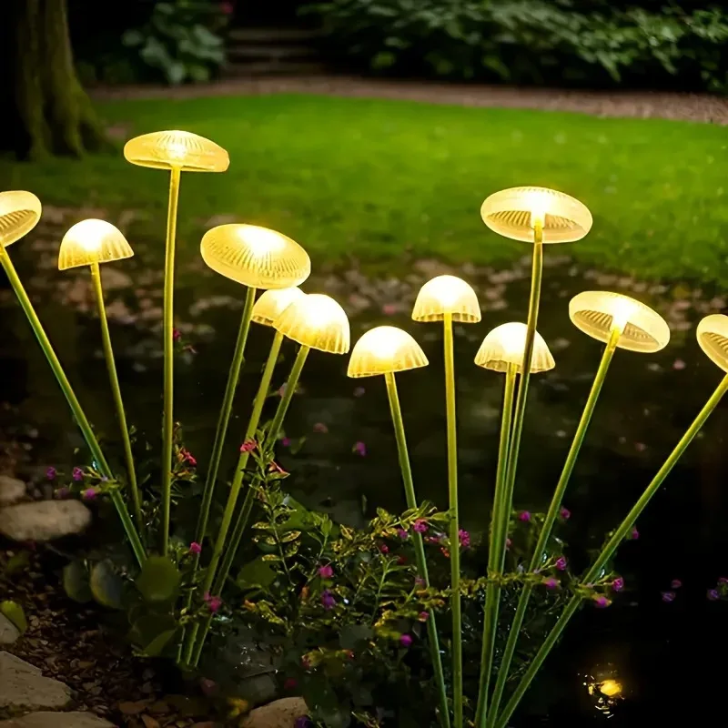 6 Head Jellyfish Solar Mushroom LED Lamp Light Sensitive Auto Lighting ForVilla Patio Wedding Thanksgiving Halloween Decor Light