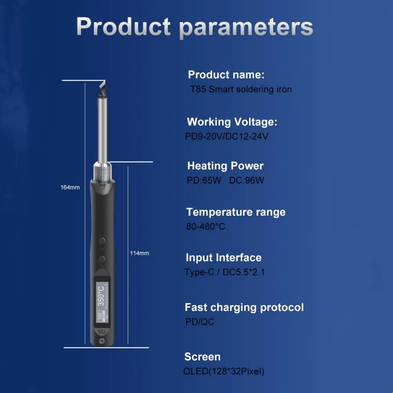 T85 Intelligent Electric Soldering Iron Portable Mini Welding Station 65W QC/PD Power Supply Digital Display Iron Dropshipping