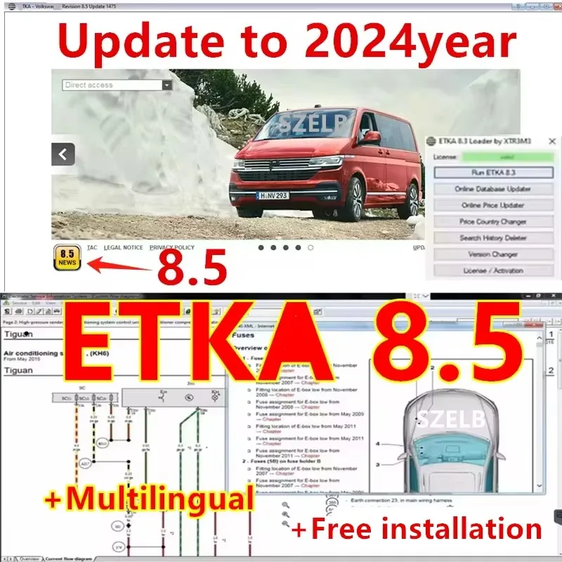

ETK A 8.5 Group Vehicles Electronic Parts Catalogue until 2024 years For V/W+AU/DI+SE/AT+SKO/DA etka 8.5 +install video