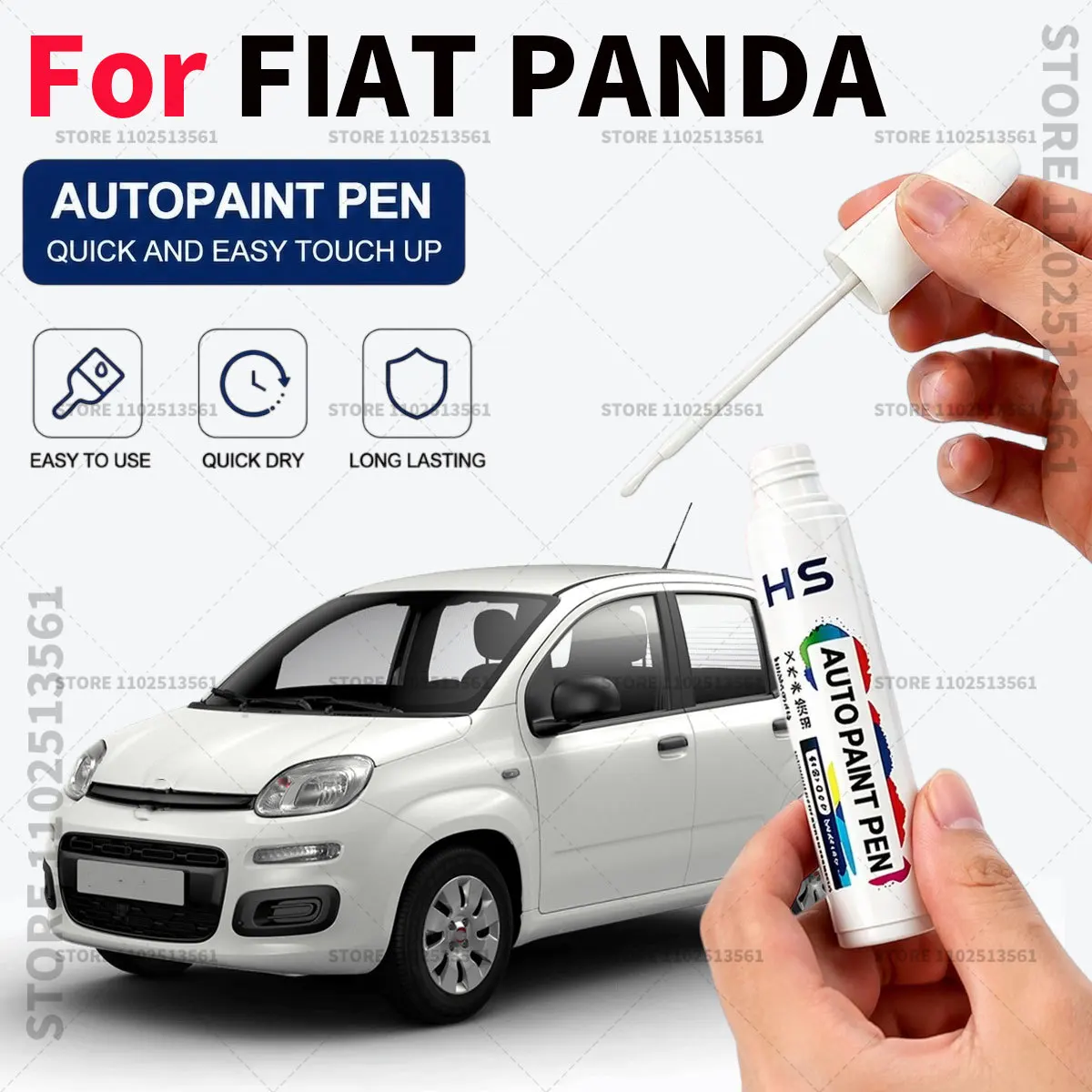 

For FIAT PANDA Touch Up Paint Pen Quick Repair Car Scratch Chip Paint Brush Modagray metallic blue gelato white blue green