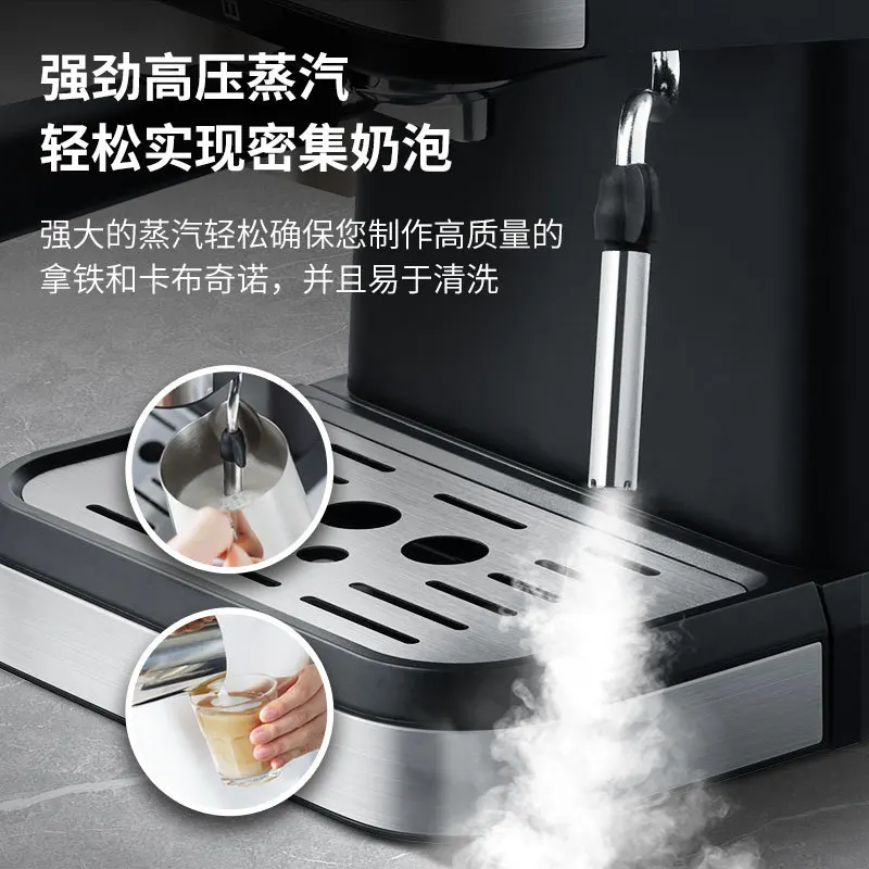 20Bar Coffee machine household 1.5L small semi-automatic high-pressure steam type milk frothing integrated coffee pot