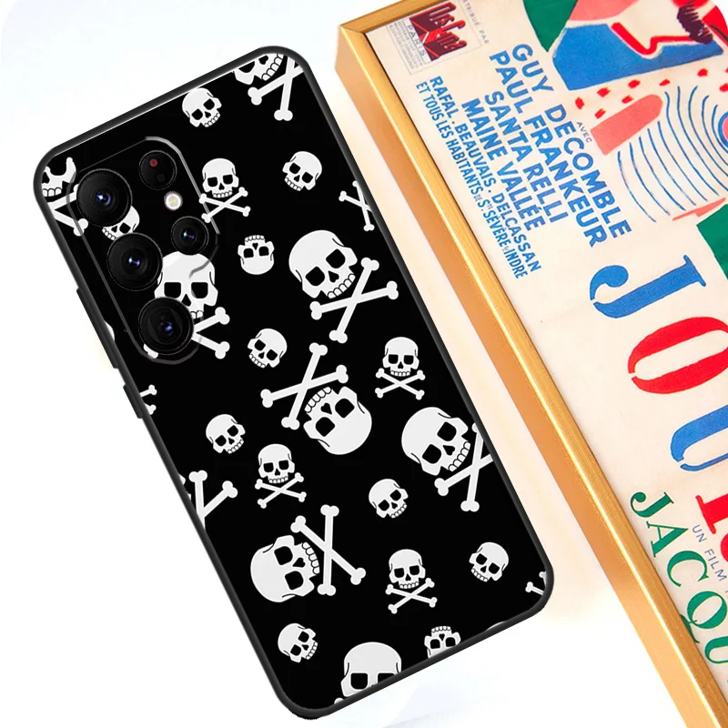 Skull Gothic Creepy Pastel Goth Case For Samsung Galaxy S24 S23 S22 Ultra Note 20 10 Plus S8 S9 S10 S20 FE S21 FE Cover