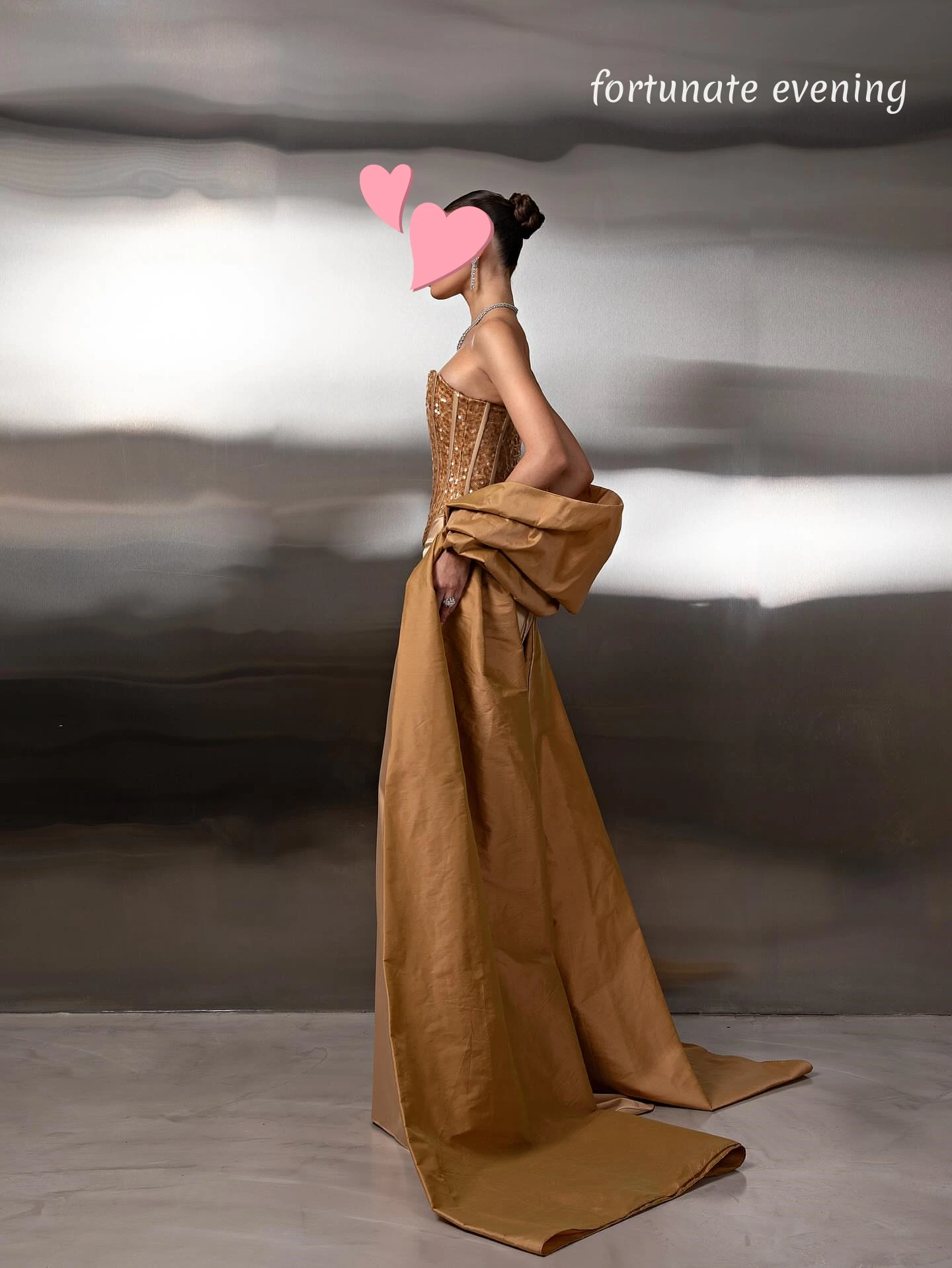 Fortuinlijke avond elegante vintage zoete gouden champagne pailletten glanzende op maat gemaakte formele gelegenheid galajurk avondjurken