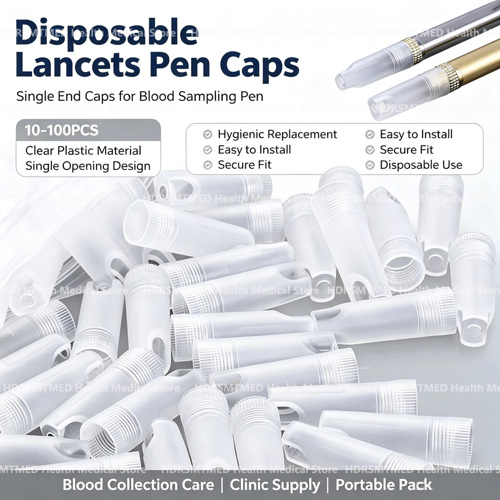 10-1000Pcs Disposable Lancet Device Pen Cover Caps Pin Head Cover Lancing Device Pen Cover for Blood Glucose Meter Testing