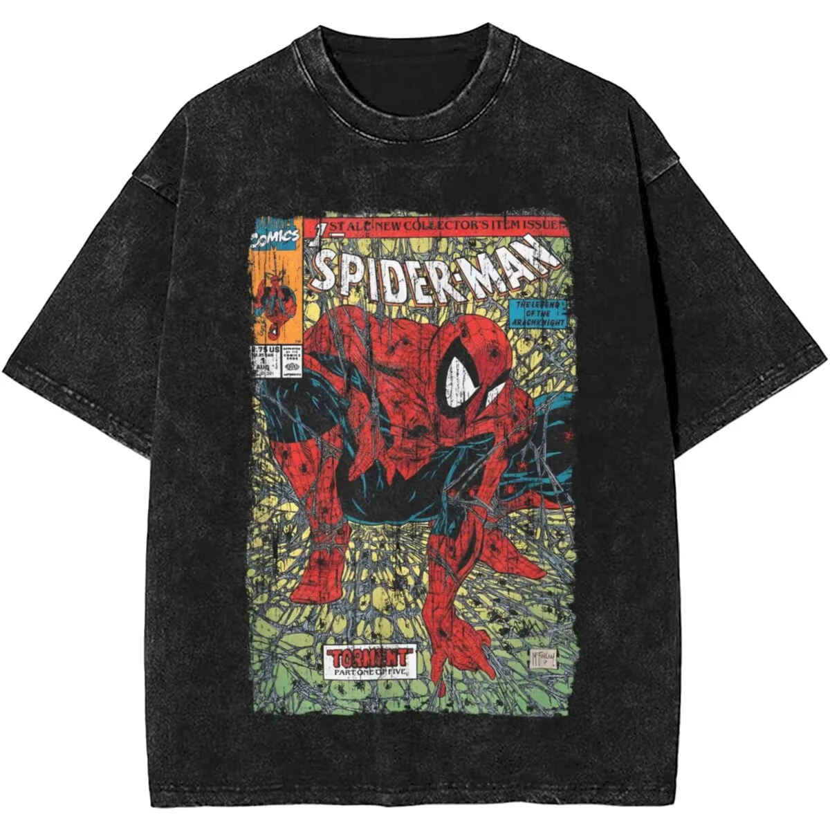 Stylish Comics Retro Spider-Man Hero T Shirts Washed Style for Men Women Spiderman T-Shirts Vintage Top Tee Shirt Streetwear