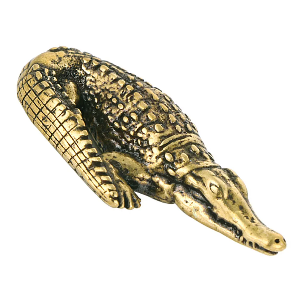 Statue de crocodile en laiton doré, décoration animale créative, artisanat exquis et détaillé, surface lisse, ornement de bureau ou de cabinet