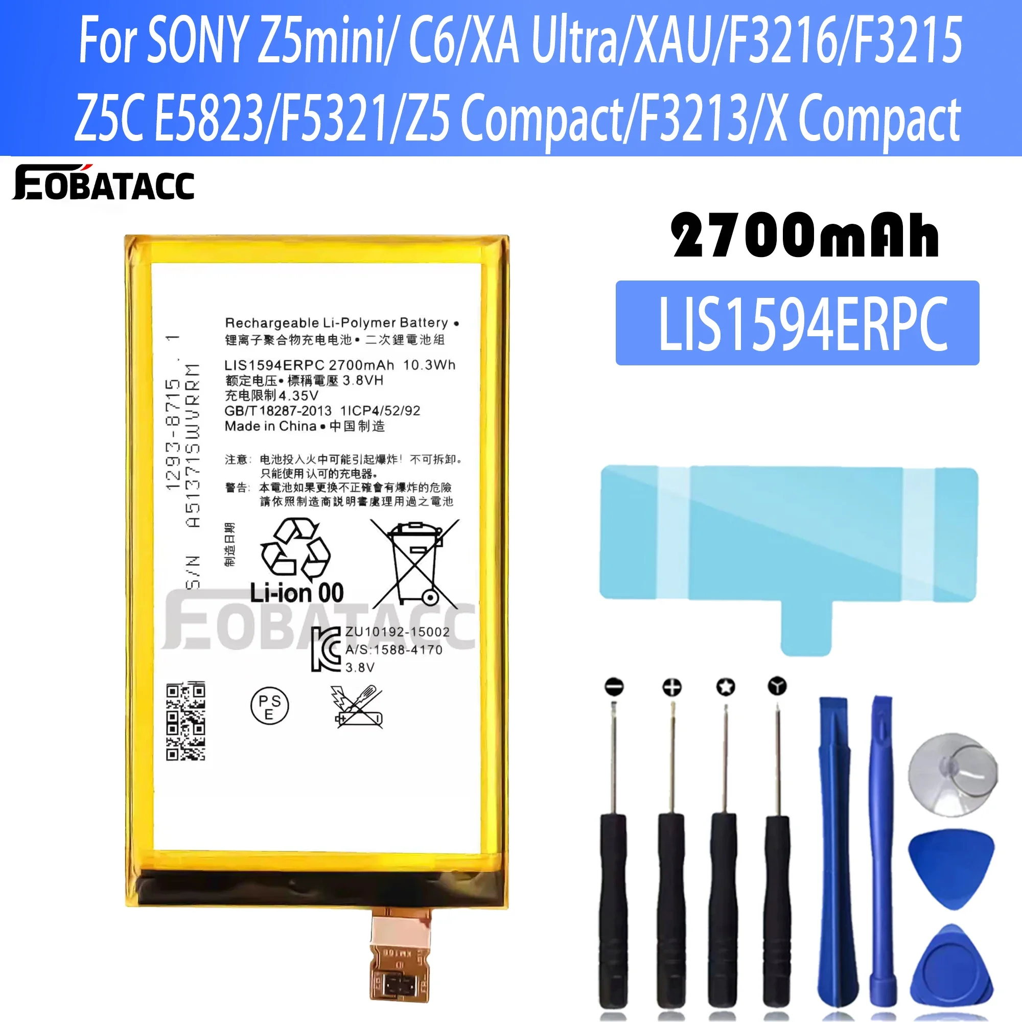 100% New Original Battery LIS1594ERPC For Sony Battery + Free Tools