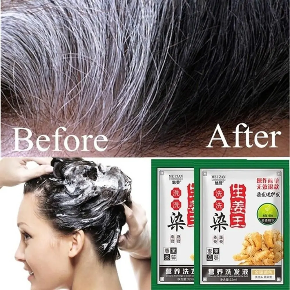 1 Pc Fashion Hair Styling Tools 5 Minutues Ginger Extracts Instant Hair Dye Hair Shampoo White Hair into Black