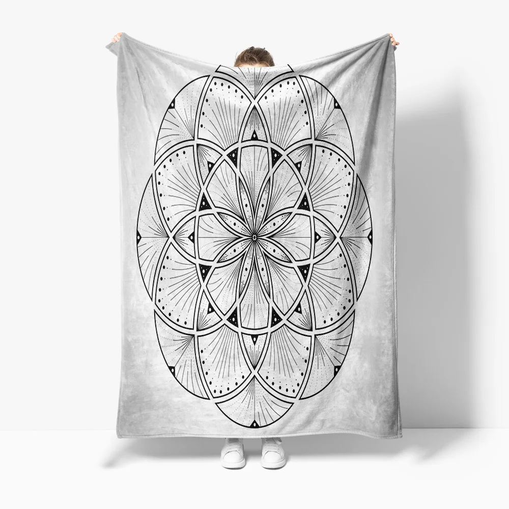 

Черно-белое одеяло с геометрическим узором мандалы, покрывало для дивана-кровати, декоративный подарок