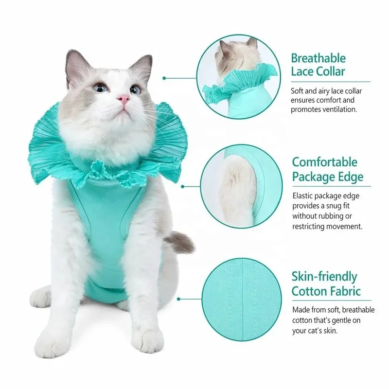 Elastic Modal Cotton Cat Recovery Bodysuit Solid Healing Customizable Prevent Scratch Infection Pet Apparel S-L