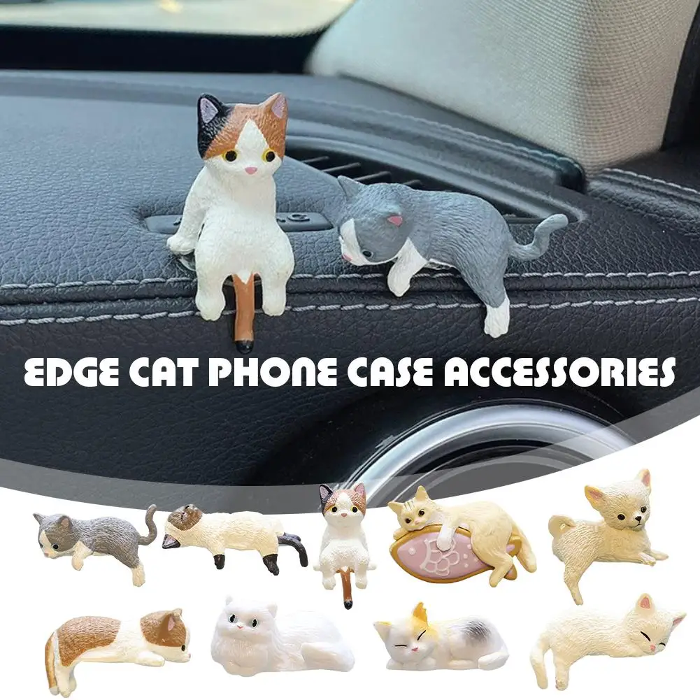 DIY Edge Cat Figurines Cartoon Simulation Cat Refrigerator Computer Sticker Cat DIY Car Ornament Miniatures Accessories Pho I3M5