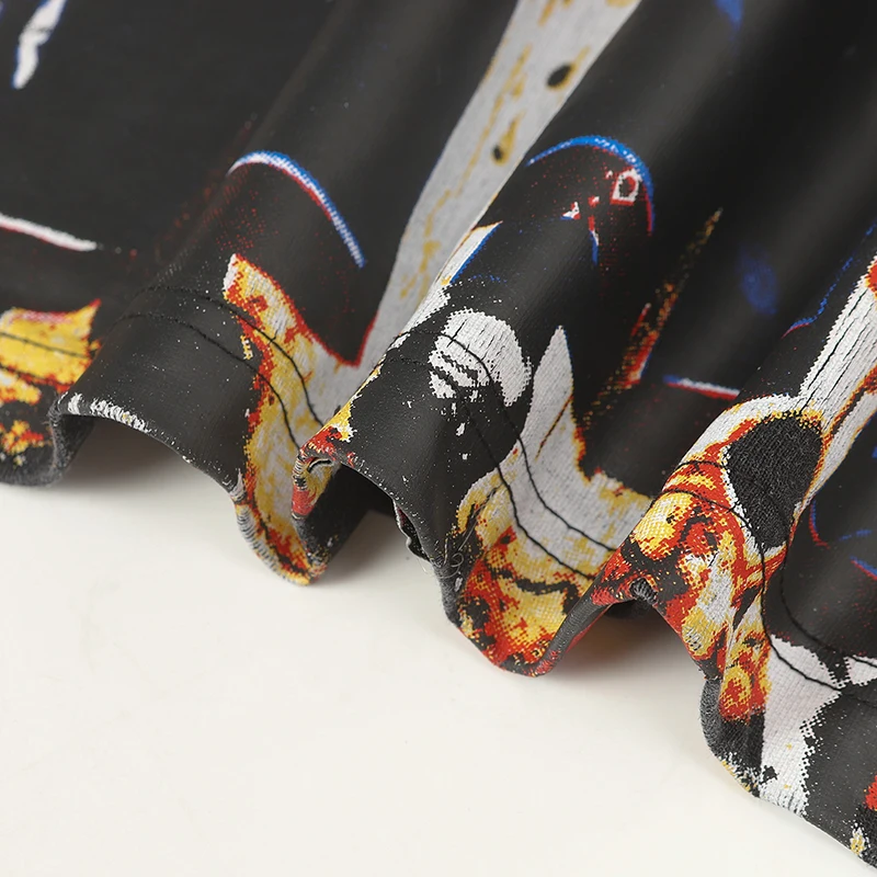 تي شيرت American Streetwear Godspeed بأكمام طويلة وطباعة هيكل عظمي جرافيتي كاجوال مغسول 100% قطن برقبة دائرية