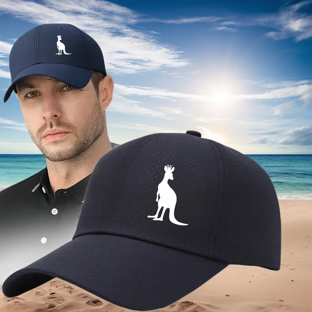 Animal Kangaroo Printed Fisherman's Hat with Emblem Trucker Hat Ideal for Outdoor Sports Casual Headwear Fashion Cap Woven Cap