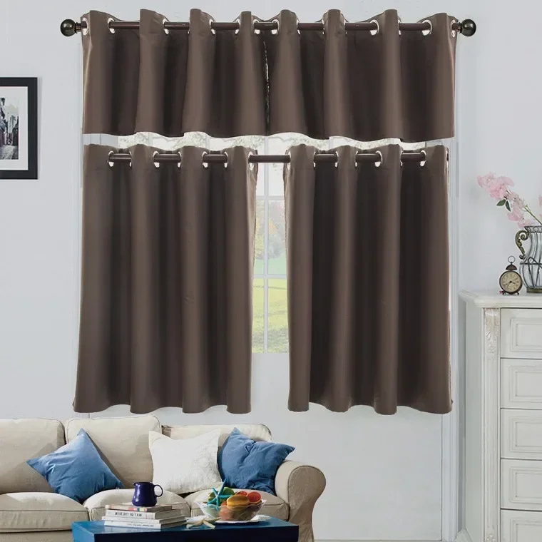 N3049Blackout short curtain finished Roman rod style curtain kitchen small curtain