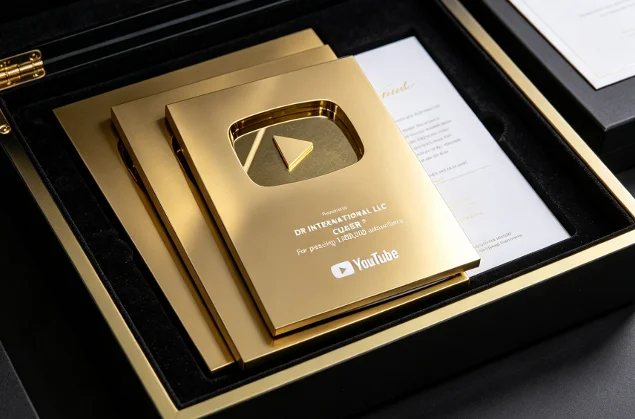 Plaque Play Button Gold Customized Name  Award Plaque,custom YouTube Award Bring A Name