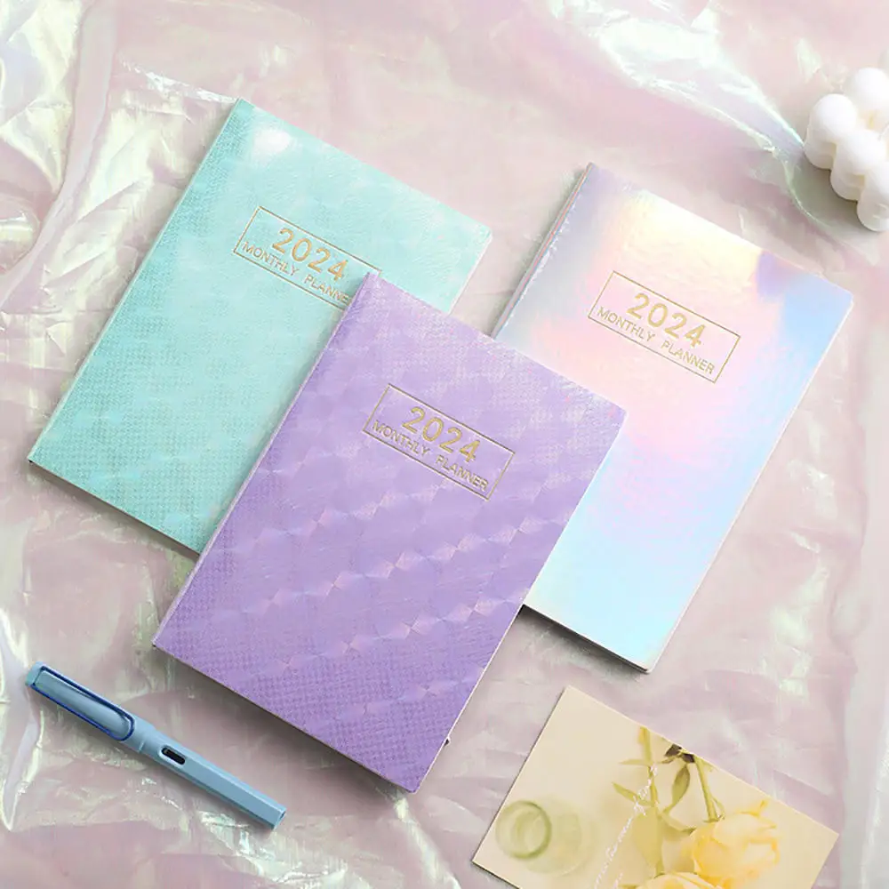 2024 A5 Laser Color Notebook Weekly Schedule Agenda Planner Goal Habit Schedules Journal Calendar Notepad School Stationery