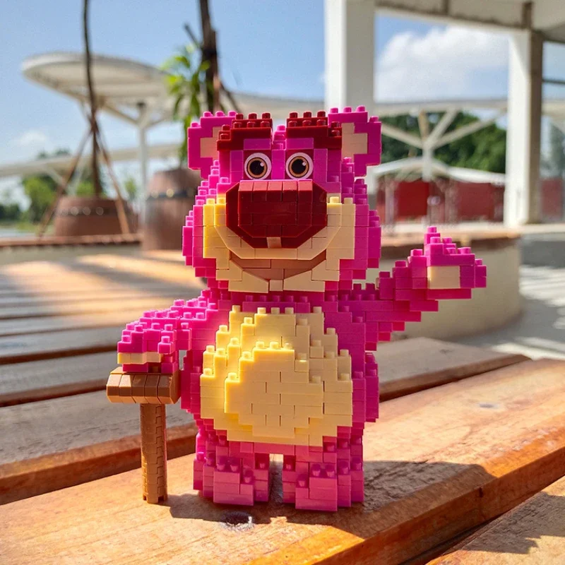 Plastic Connection Blocks Disney Toy Story Lotso Bear Strawberry Figure Model Building Blocks Assembly Gift Toy for Kid Children