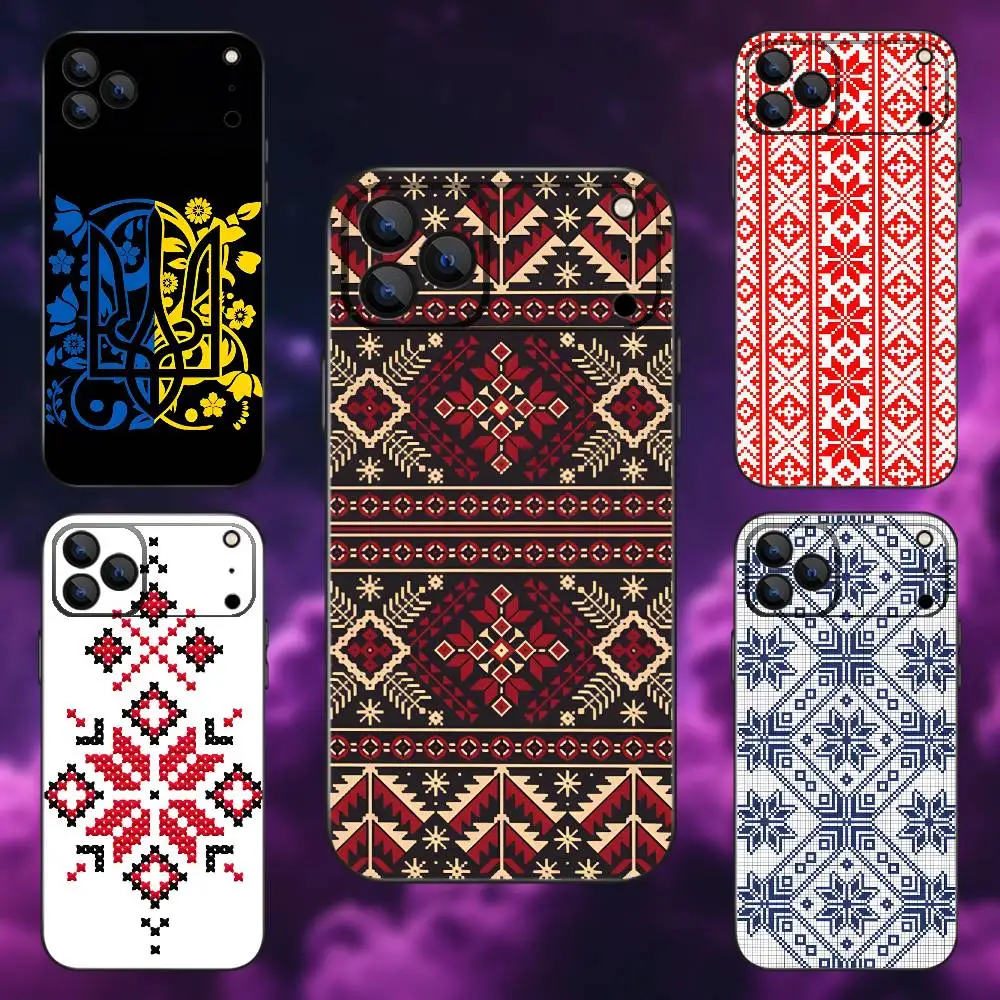 

Ukraine Ornament pattern Phone Case For iPhone 17,16,15,14,13,12,Pro,Max,Plus,E,SE4,Air,Mini Black Soft Box