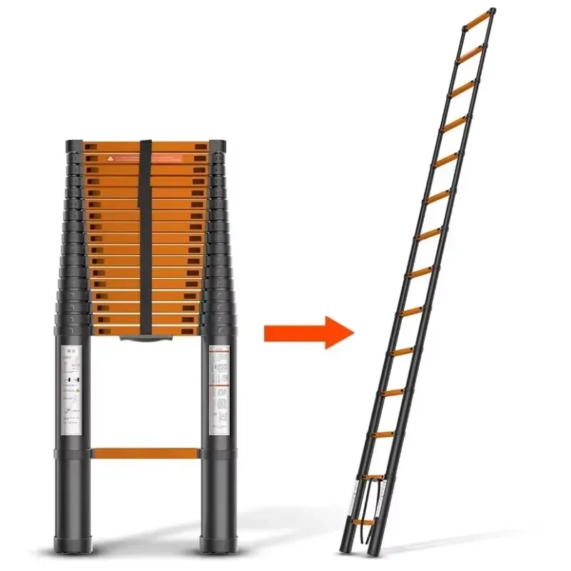 #Heavy Duty Aluminum Alloy Telescoping Ladder Household Foldable For Construction And Maintenance Work