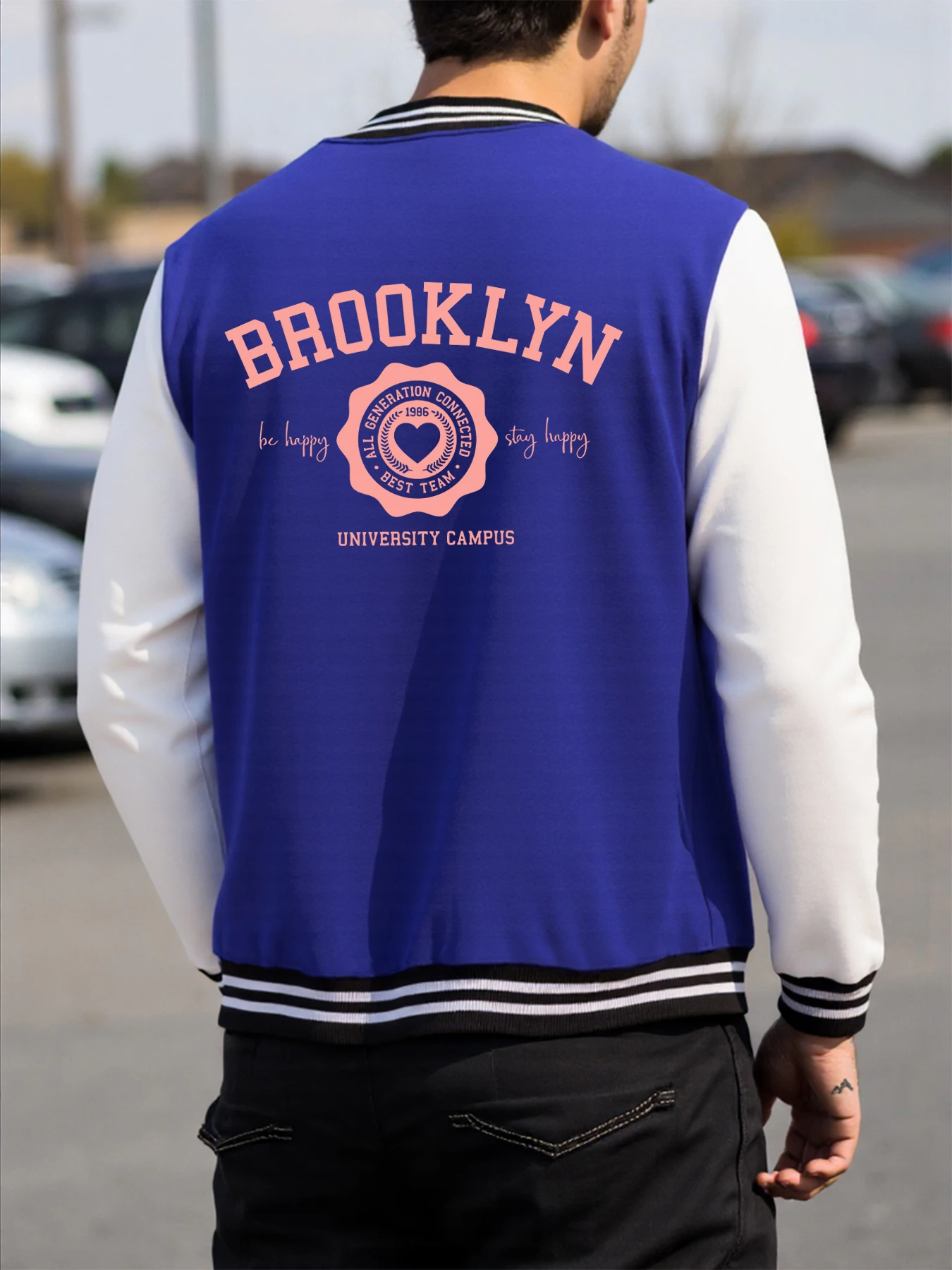

Brooklyn Best Team с принтом сердца, мужские куртки Harajuku, бейсбольный трикотаж, флисовая свободная разноцветная одежда, осенний теплый винтажный топ
