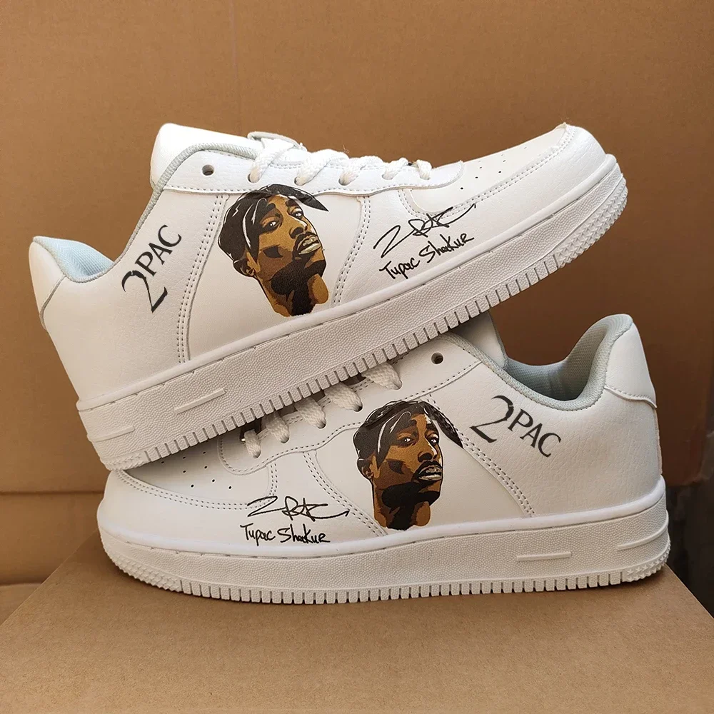 Tupac Rapper 2Pac Fashion Men Women casual Shoes Male Platform Sneakers Girls Casual kateboarding Shoes flats 3D graffiti