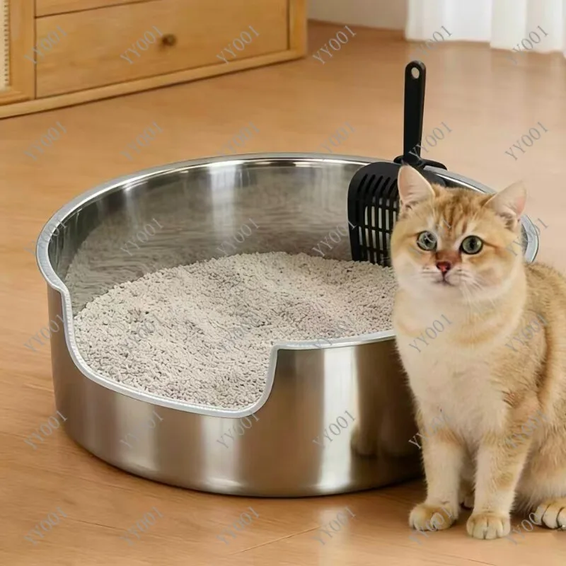 Raised Round Open Cat Litter Pan, Oversized Anti-Splash Sand Collection Cat Toilet