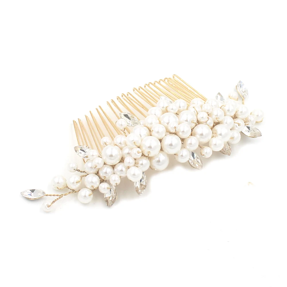 Vintage Bridal Hair Comb para Mulheres, Pérolas, Strass, Handmade, Noivas, Hairwear, Headpiece, Acessórios de Casamento, Casamento, O905