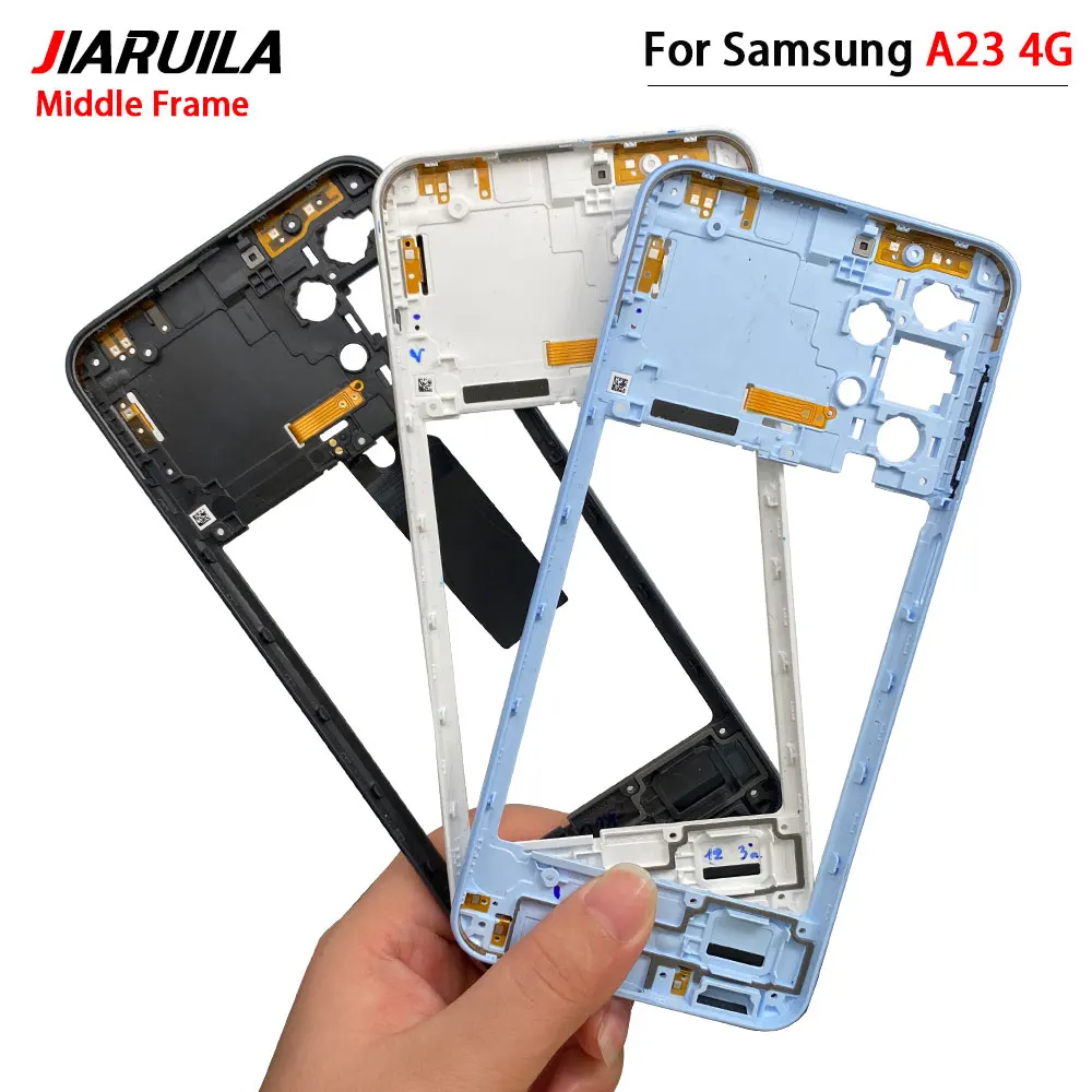 New For Samsung A23 4G A42 A23 5G Middle Bezel frame Antenna Case Cover Replacement Parts with NFC Flex Cable