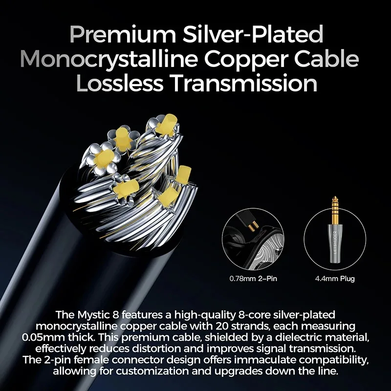 LETSHUOER Mystic 8 جديد HiFi سماعات داخل الأذن 8BA السائقين السلكية IEMs رصد 0.78 مللي متر 2pin 4.4 مللي متر سماعة لمغني الموسيقى المباشرة