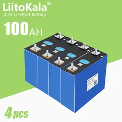 4pcs LiitoKala 3.2V 100Ah Lifepo4 Rechargeable battery High power Car motor DIY12v24v Electric boat RV Inverter Solar wind energ