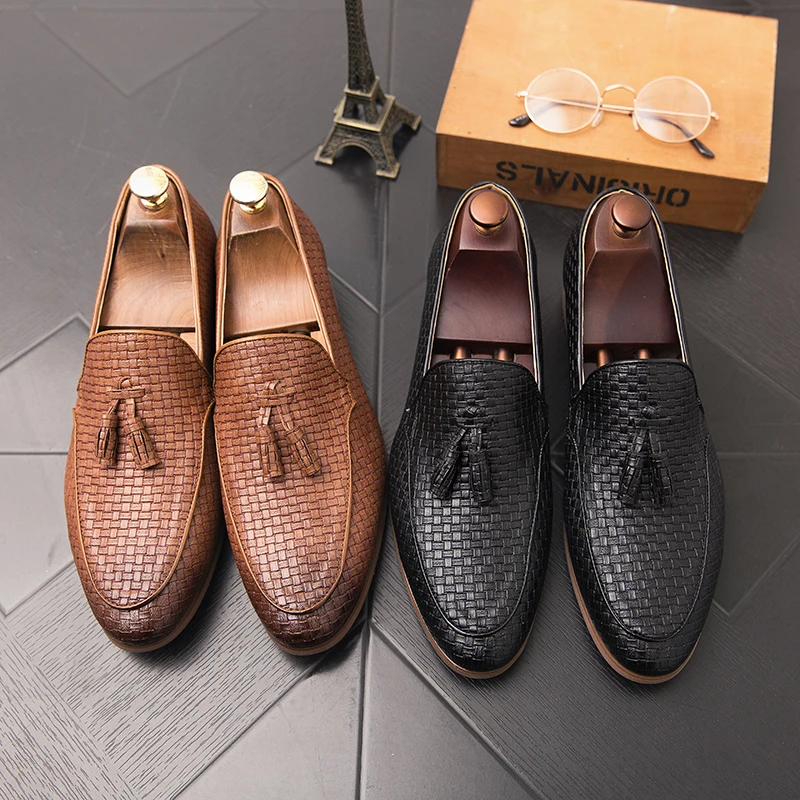 Size 38-47 Vintage Men Tassel Shoes Luxurious Comfortable Fashionable Leather Shoes Men European American Gentlemen Social Shoes