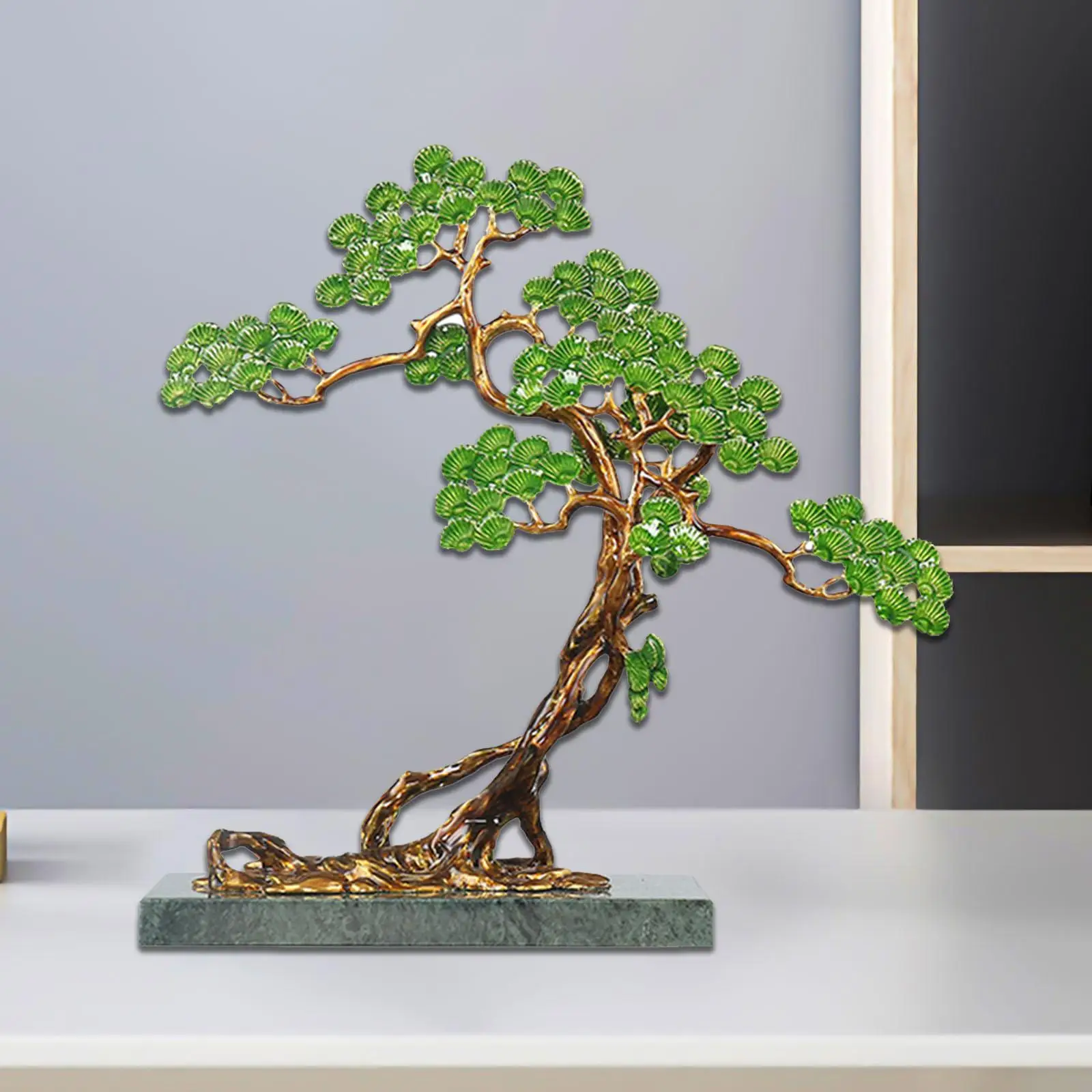 

Welcoming Tree Statue Decorative Figurine Table Centerpiece Desktop Ornament Prosperity Sculpture for Bookshelf Living Room