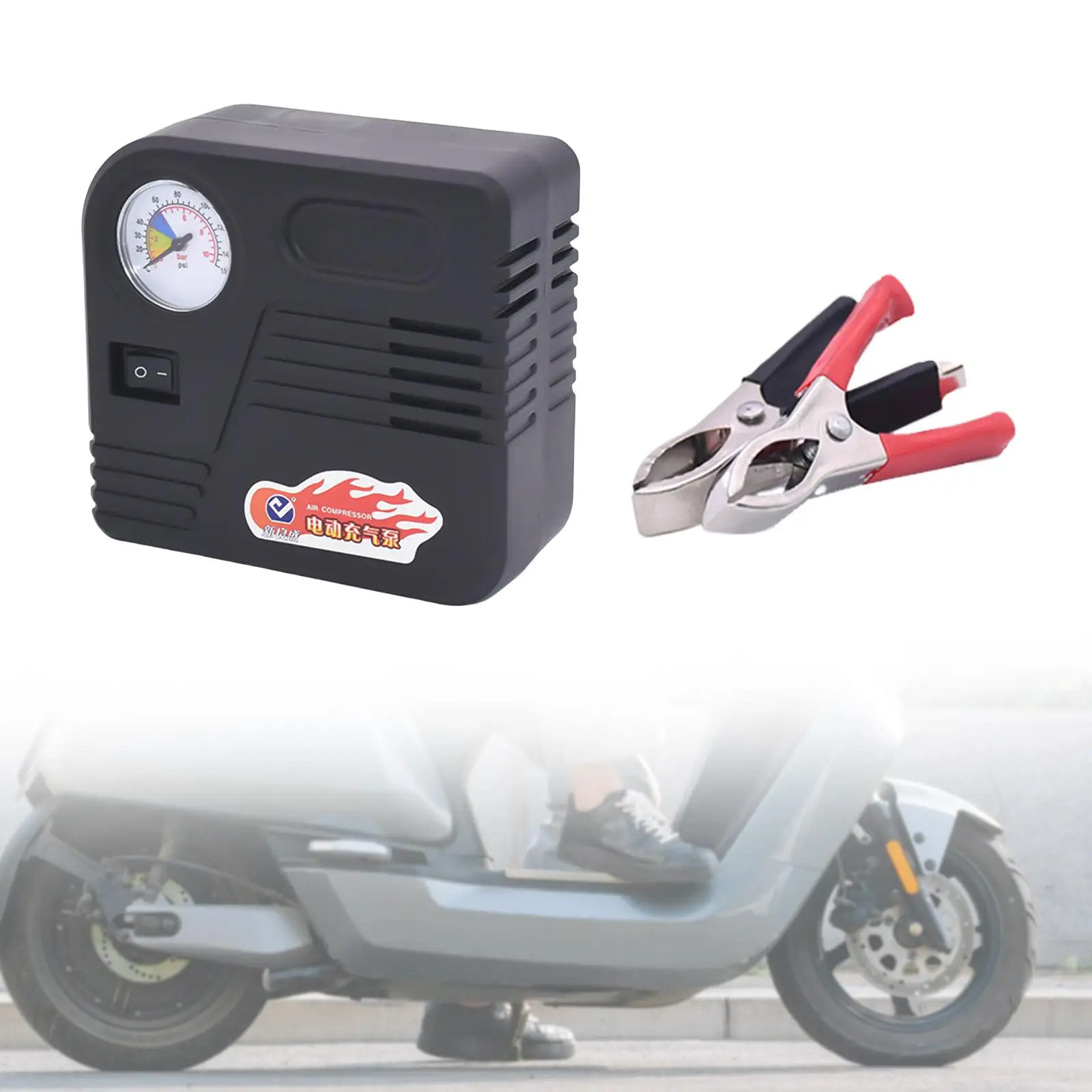 

Motorcycle Tire Inflator Motorbike Bike Air Tool 12V Portable Air Compressor