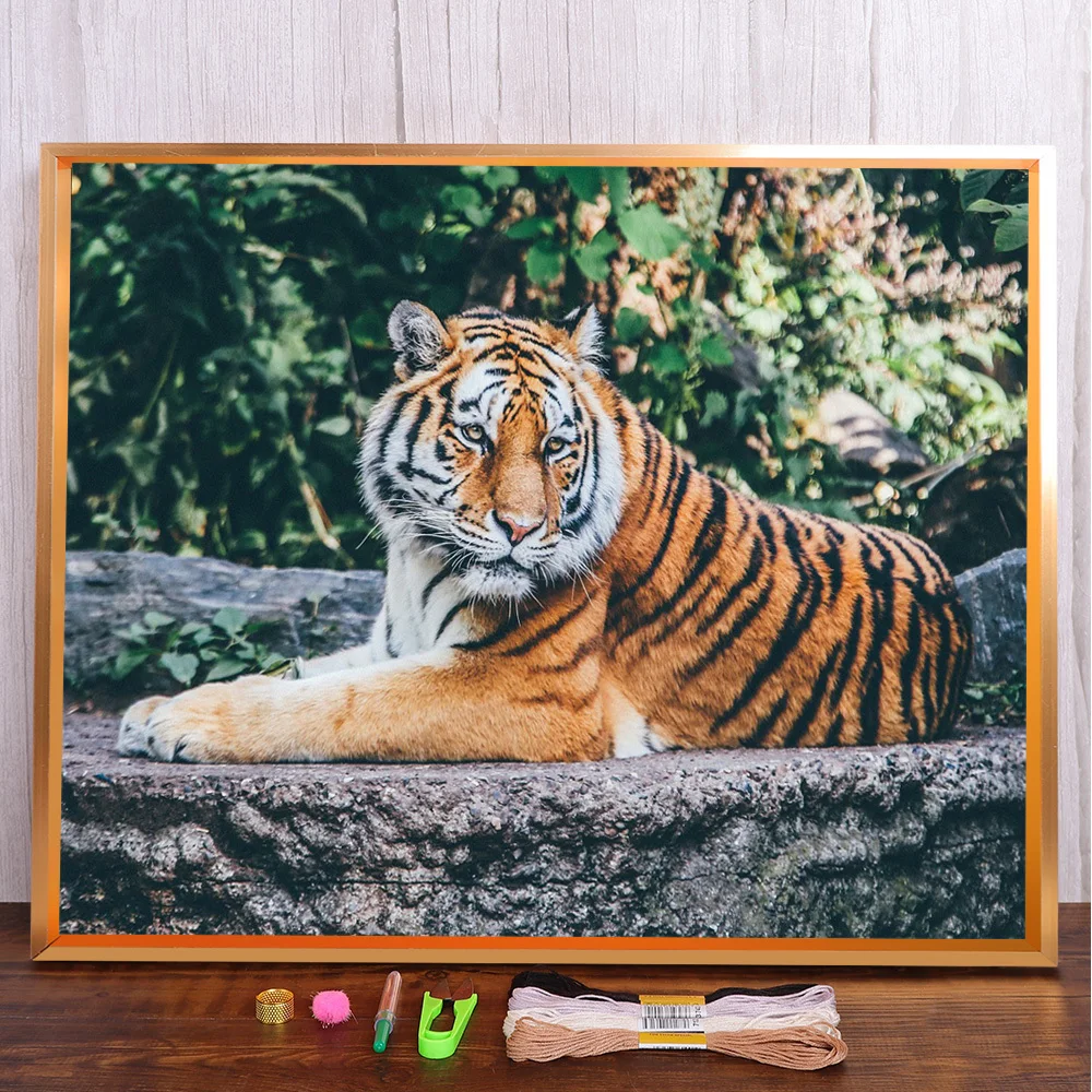 

Animal Tiger Printed Canvas Cross Stitch Full Kit Embroidery DMC Threads Sewing Needlework Craft Hobby Wholesale Sales Different