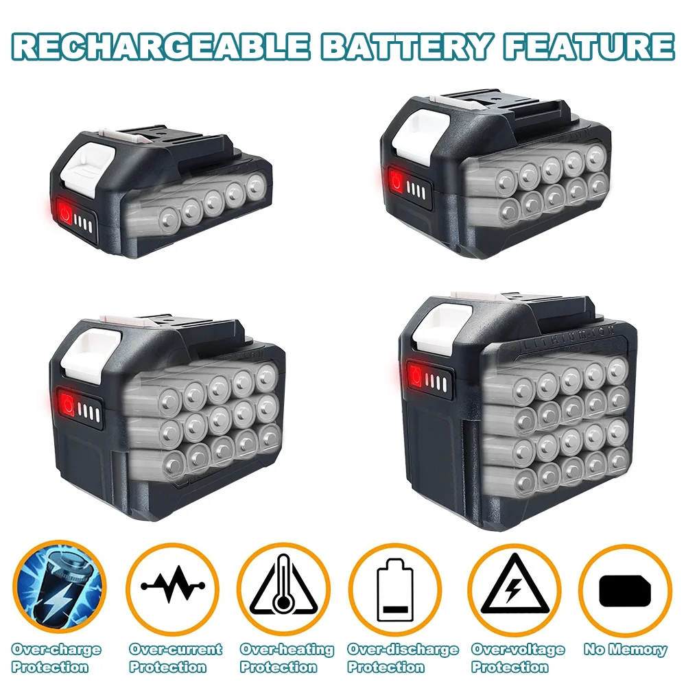 PATUOPRO 18-21V 2.0 4.0 6.0 8.0Ah Rechargeable Lithium Battery For Makita 18V Electric Wrench Saw Drill Grinder Power Tools