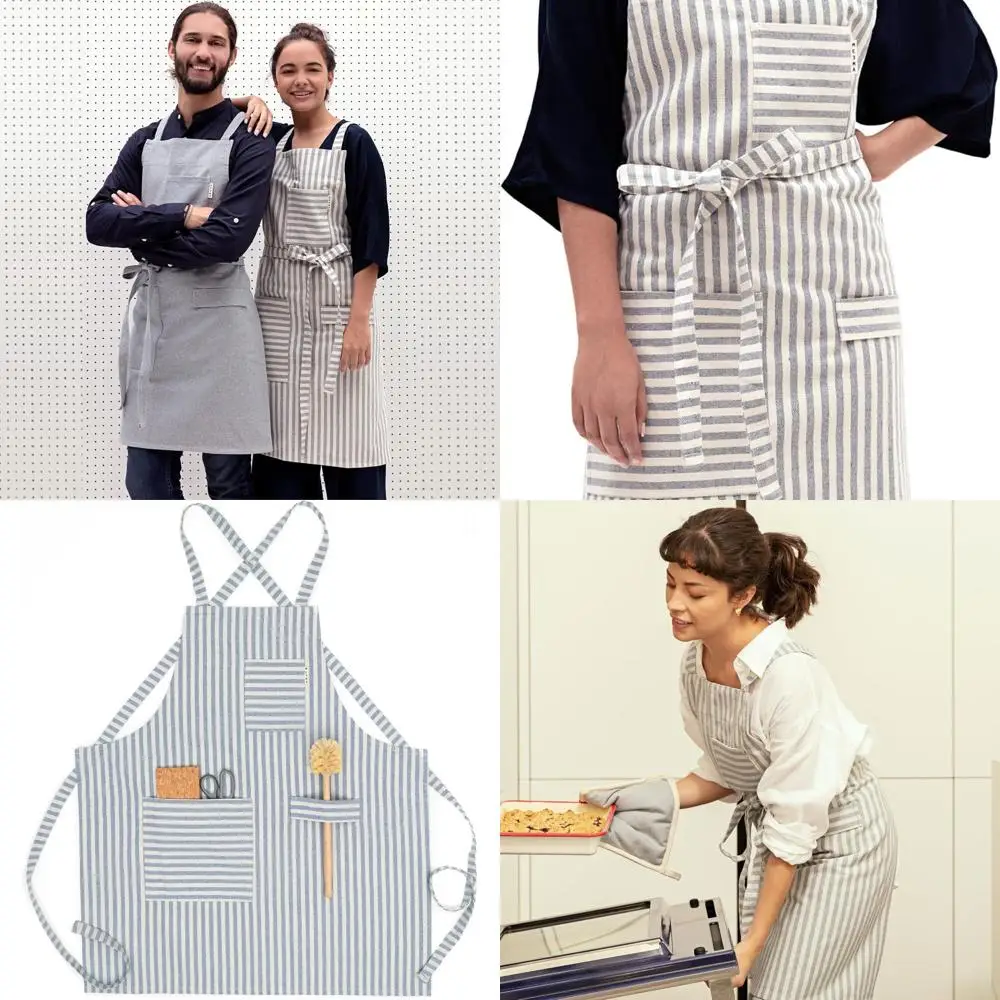 

Экологичный фартук шеф-повара с карманами, унисекс с перекрестной спинкой для установки на кухне и столовой