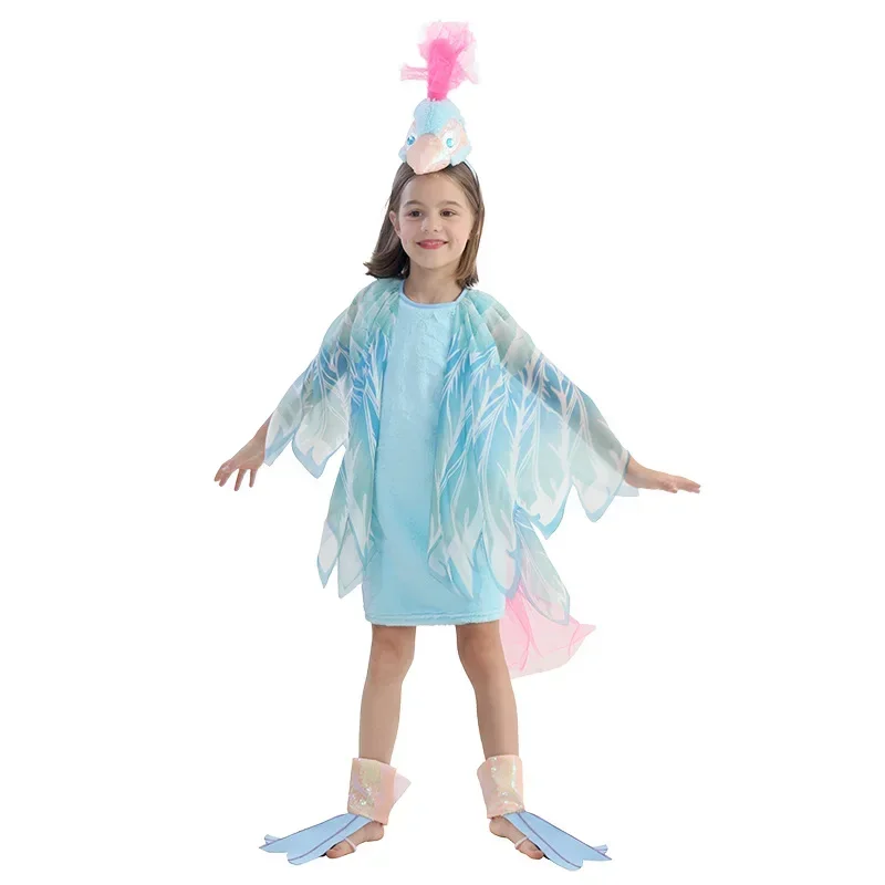 Toddler peacock costume carnival girls animal bird fancy dress for rode play