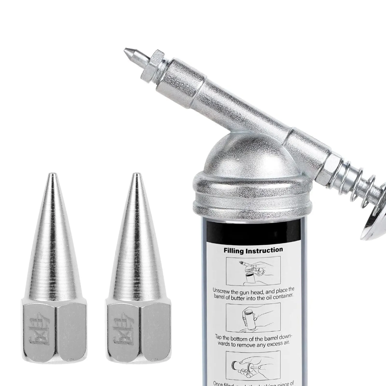 5Pcs Heavy-Duty Steel Grease Nozzle Tips Replacement Set for Lubrication Tools Precision Machined Grease Hose Coupler Fitting