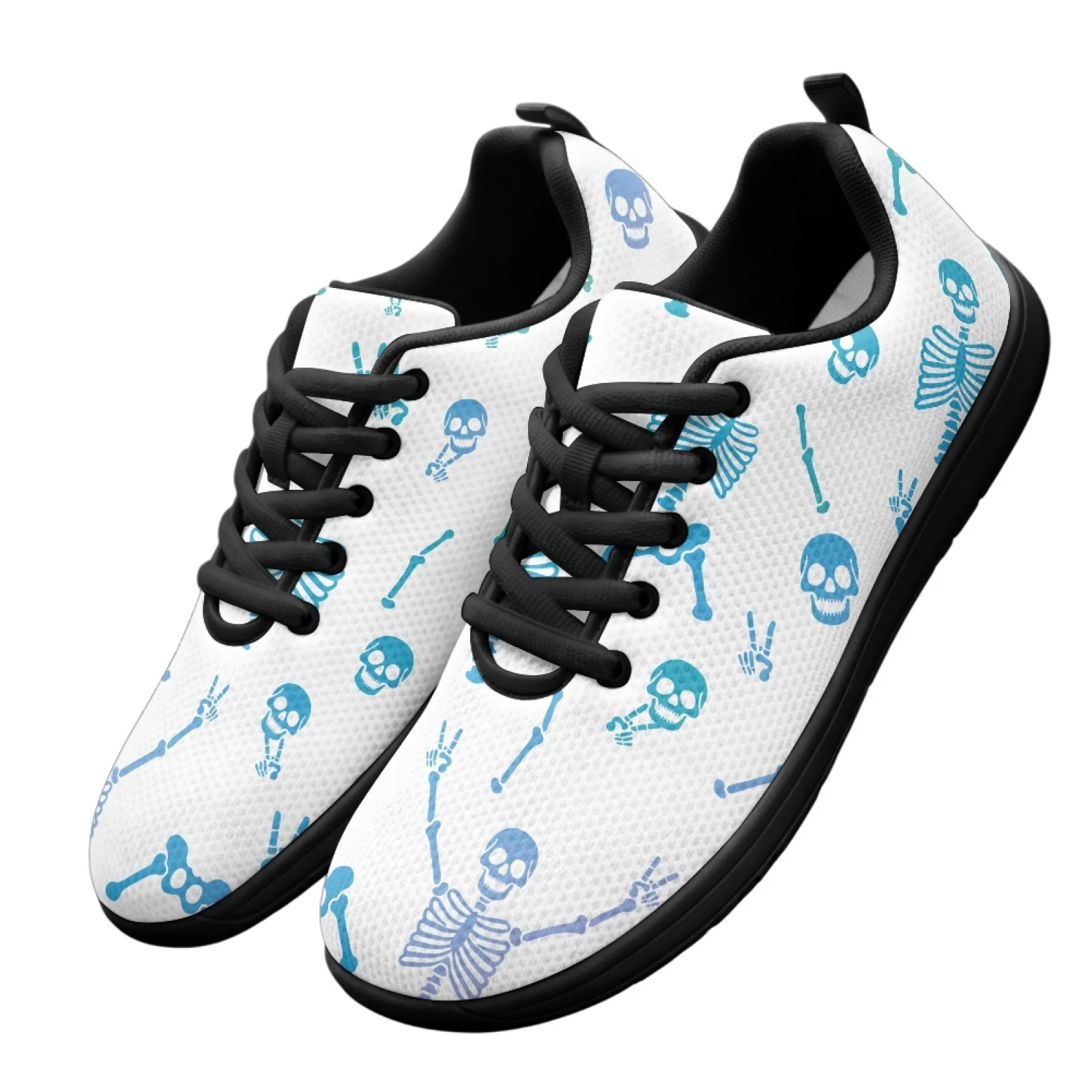 PENSTROLL Blue Skeleton Pattern Breathable Barefoot Shoes for Men Mesh & EVA Athletic Shoes Mens Wide Sneakers
