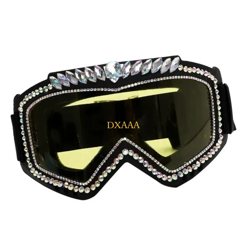 DXAA Unique Rhinestones Sunglasses Protective Cycling Sunglasses Windproof Goggles for Music Festivals