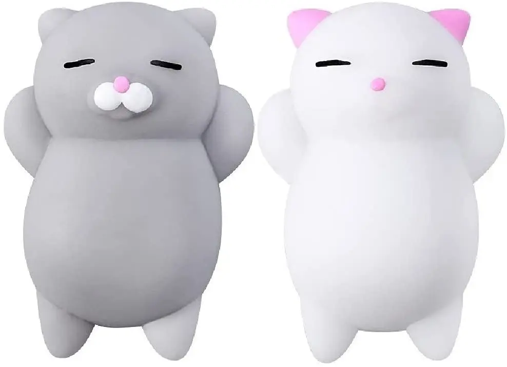 Toys Squishy Cat Set 2 Soft Silicone Kawaii Kitties Top Stress Relief Sensory Gift 2022 Unique Kids & Adults Teenage Girl Boy