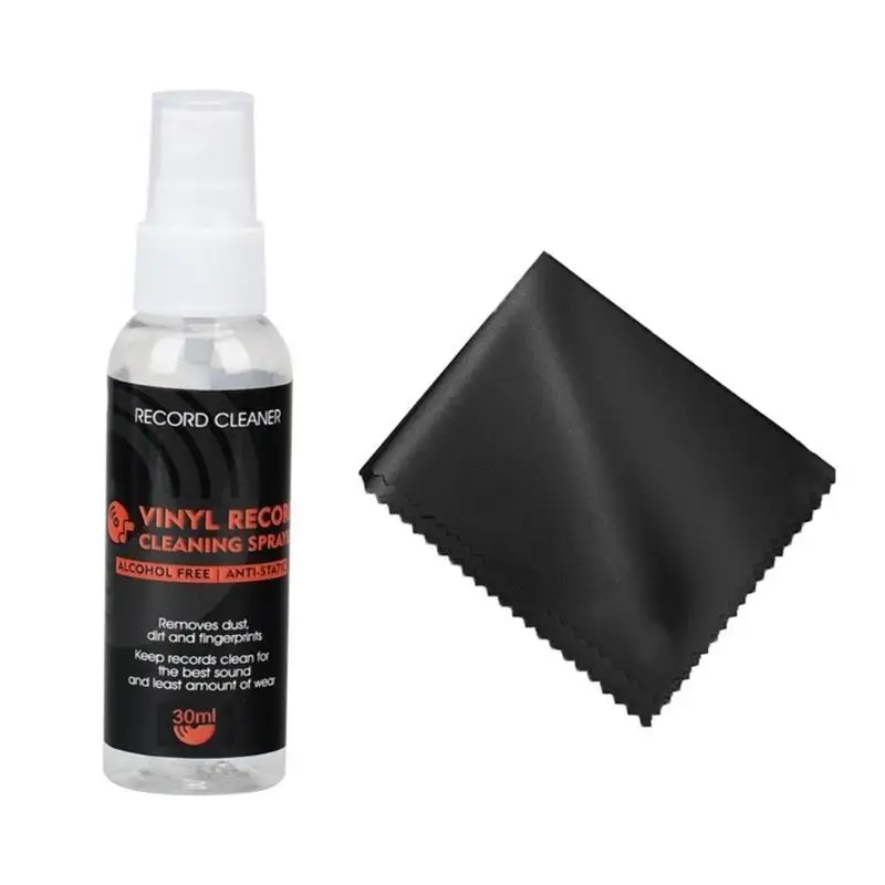 652F Quality Vinyls Record Cleaning Set 30ml Cleaning Fluid with Microfiber Cloth for Enhances Audios Claritys Cleaner