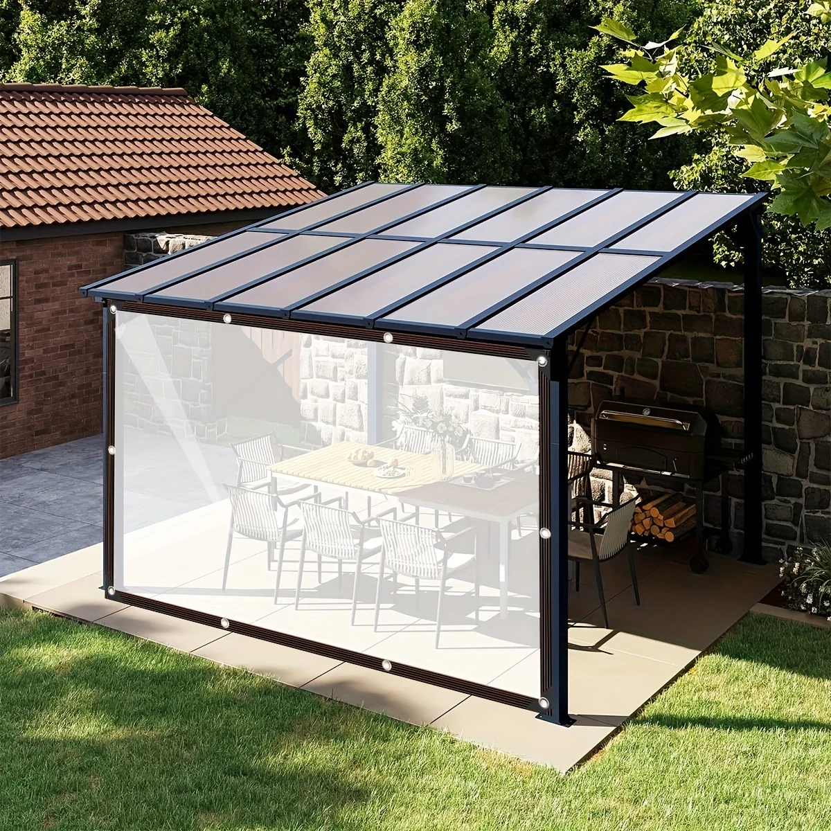 حلقة إغلاق شريط قماش شفافة مقاومة للماء للحماية، مقاومة للمطر بشكل فعال ومناسبة لمظلات الفناء والحديقة C