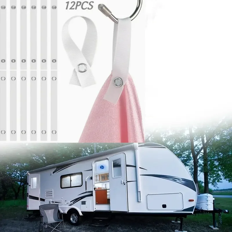 

12PCS RV Outdoor Camping Towel Hanger Sling With Button Campervan Closure Hanger For Towels Belts Car Interior Accessories