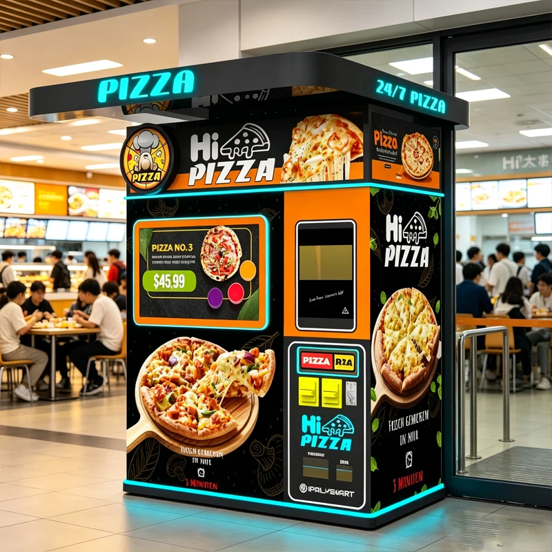 Intelligent Hot Pizza Vending Machine Self Service Fast Food Dispenser For Office Building Customized