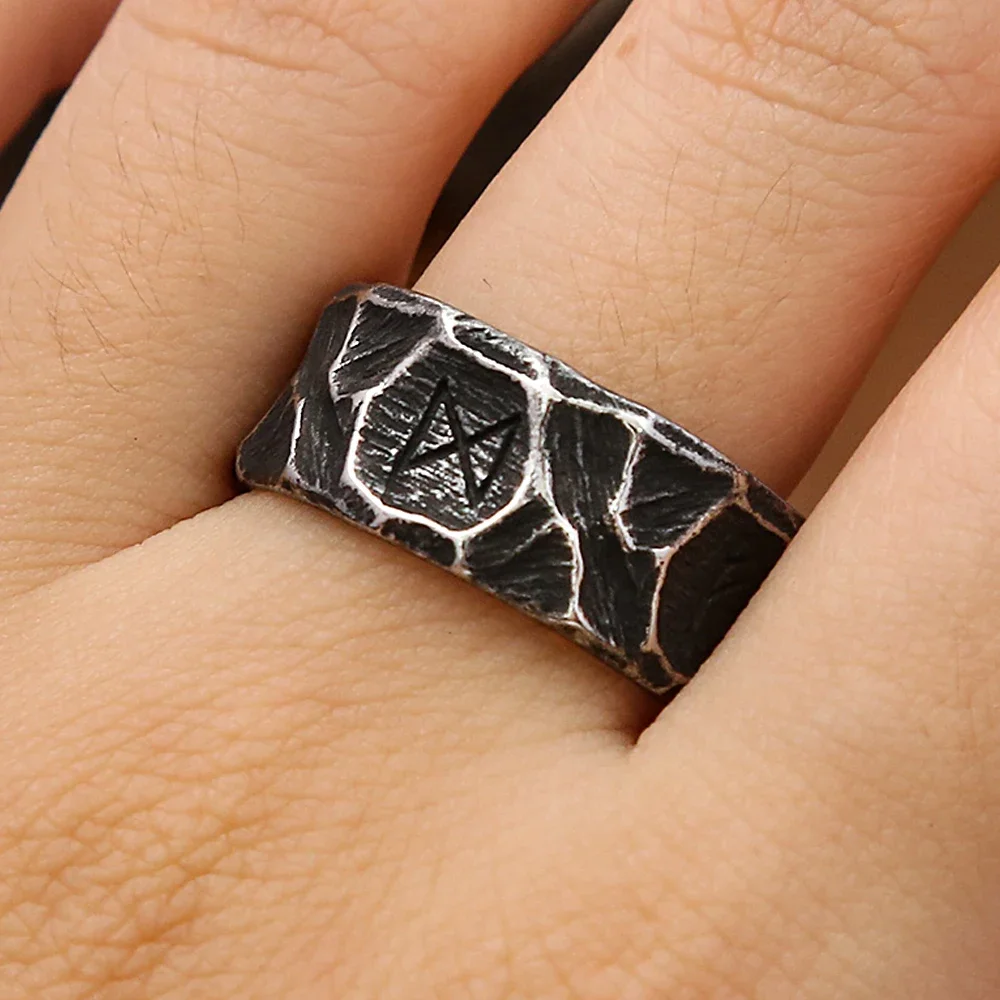 بسيطة موضة الشمال فايكنغ رون الدائري الهيب هوب 316L الفولاذ المقاوم للصدأ تميمة الدائري للرجال النساء Vintage مجوهرات هدية اكسسوارات