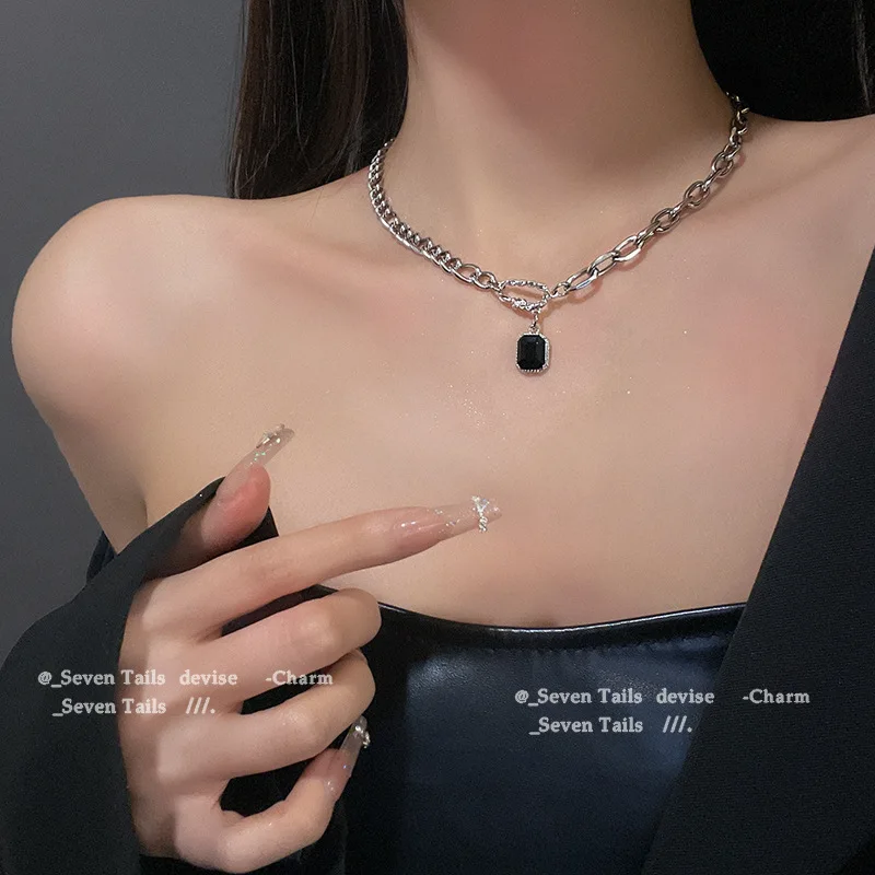 WEIYUE Geometric hollow zirconia ladies necklace fashion accessories S925 silver hip hop sweater chain wedding party lover gift