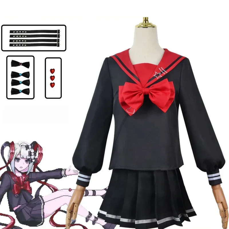 Needy Girl Overdose Black JK Cosplay Costume Wig Game Needy Girl Overdose Cosplay KAnge Black School Uniform Skirt Role Play